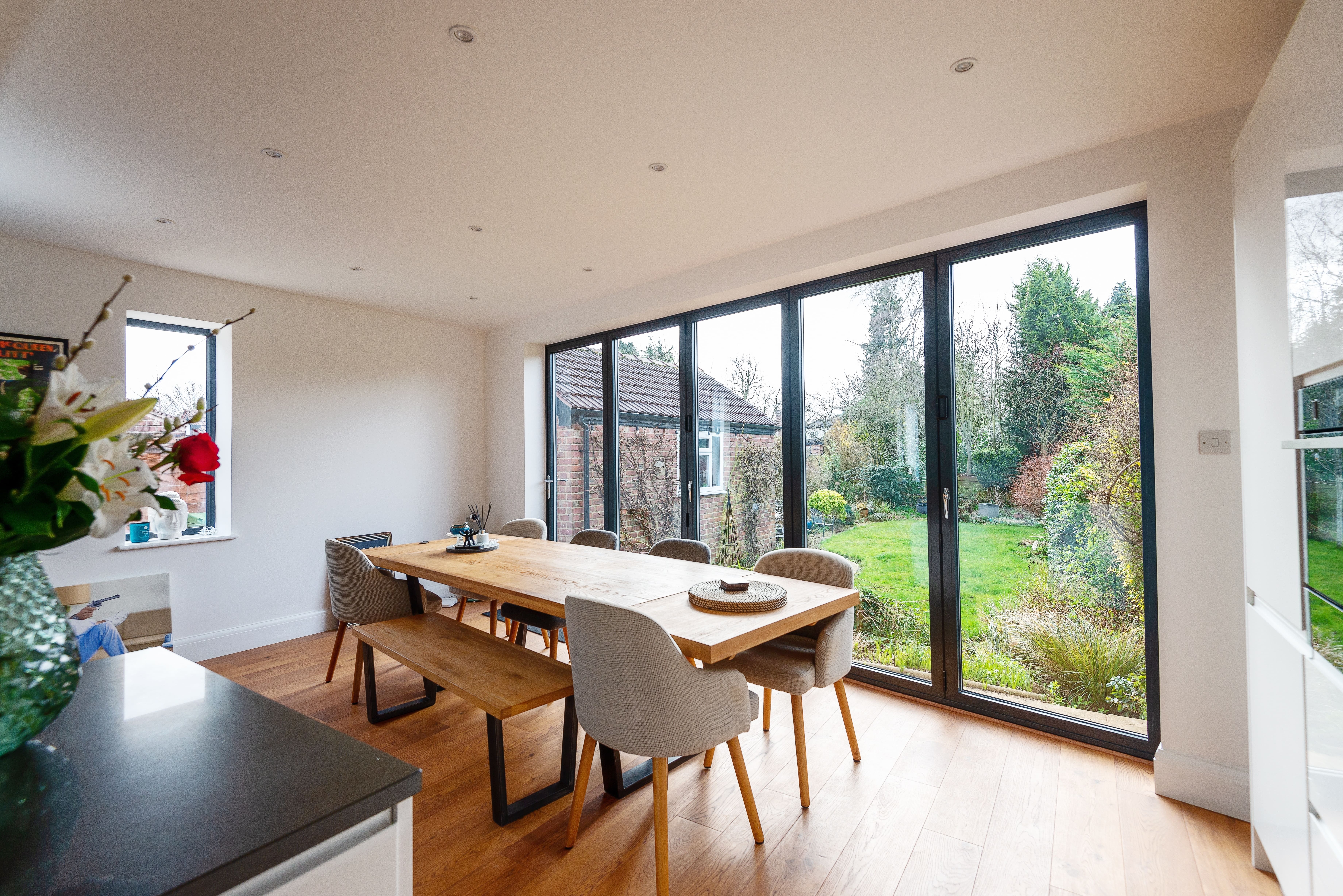 A young couple planning their house extension.